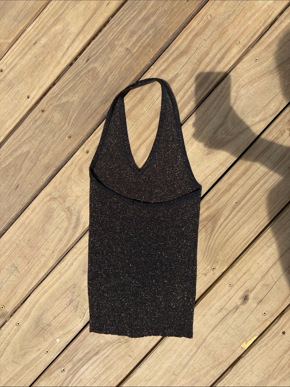 Saint Laurent Black Metallic Halter Tank - Picture 2 of 3